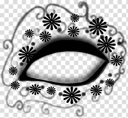 brushes, black and white eye and flowers illustration transparent background PNG clipart