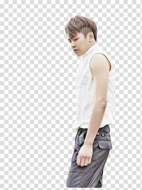 Infinite, man wearing white sleeveless top and black bottoms transparent background PNG clipart