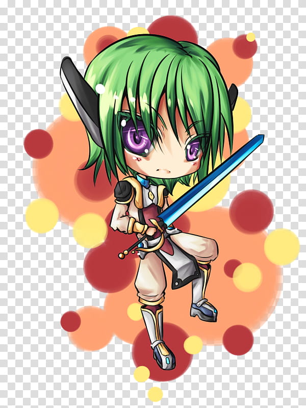 Chibi Faize to Apostle, green-haired female anime characte transparent background PNG clipart