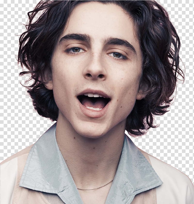 Timothee Chalamet, man opening his mouth transparent background PNG clipart
