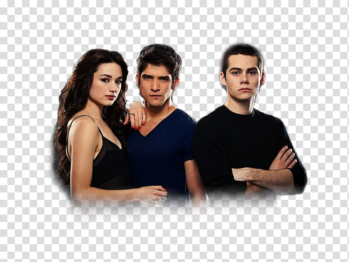 Teen Wolf, two men standing next to each other with woman putting her arm on man's shoulder transparent background PNG clipart