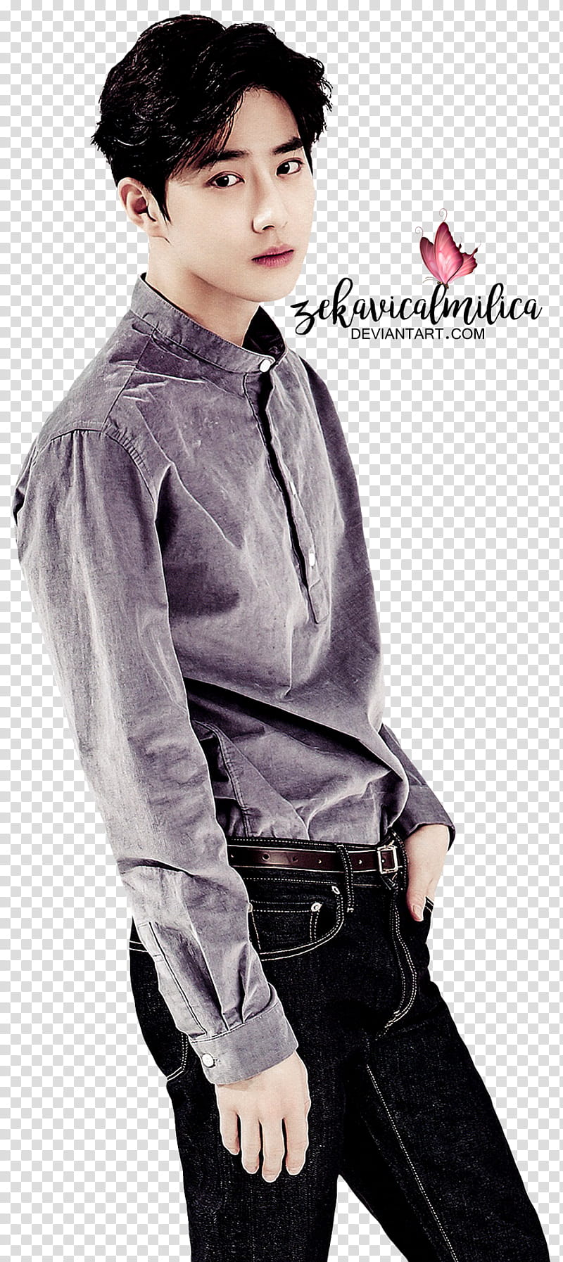 EXO Suho  Season Greetings, man putting his hand on his pocket transparent background PNG clipart