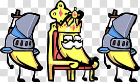 Banana king n loyal knights, banana fruits cartoon character transparent background PNG clipart