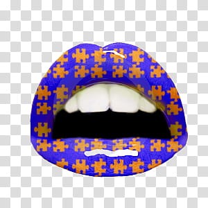 Cool Lips, purple and yellow lips with puzzle pieces transparent background PNG clipart