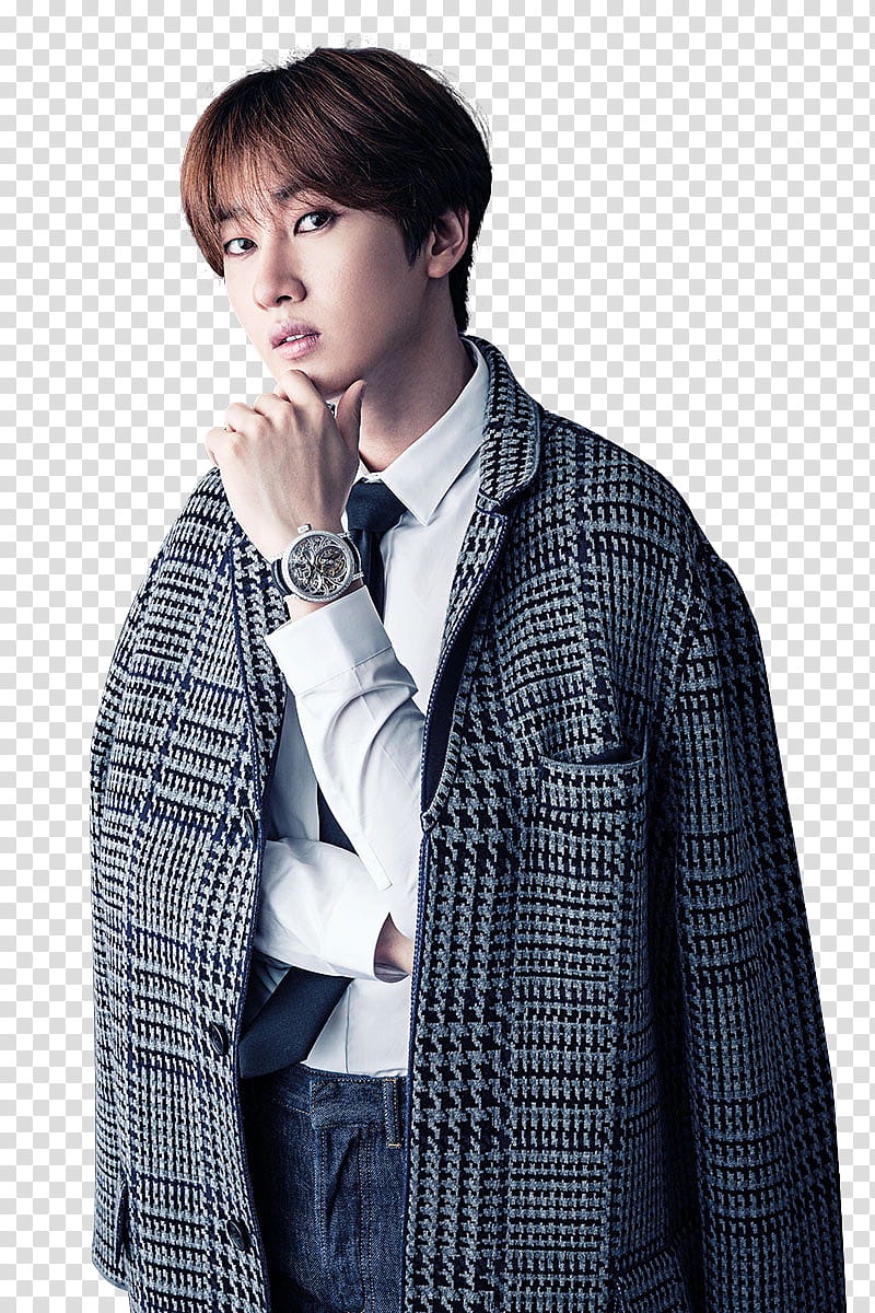Super Junior DongHae n EunHyuk Men Uno P, man wearing black and white houndstooth coat transparent background PNG clipart