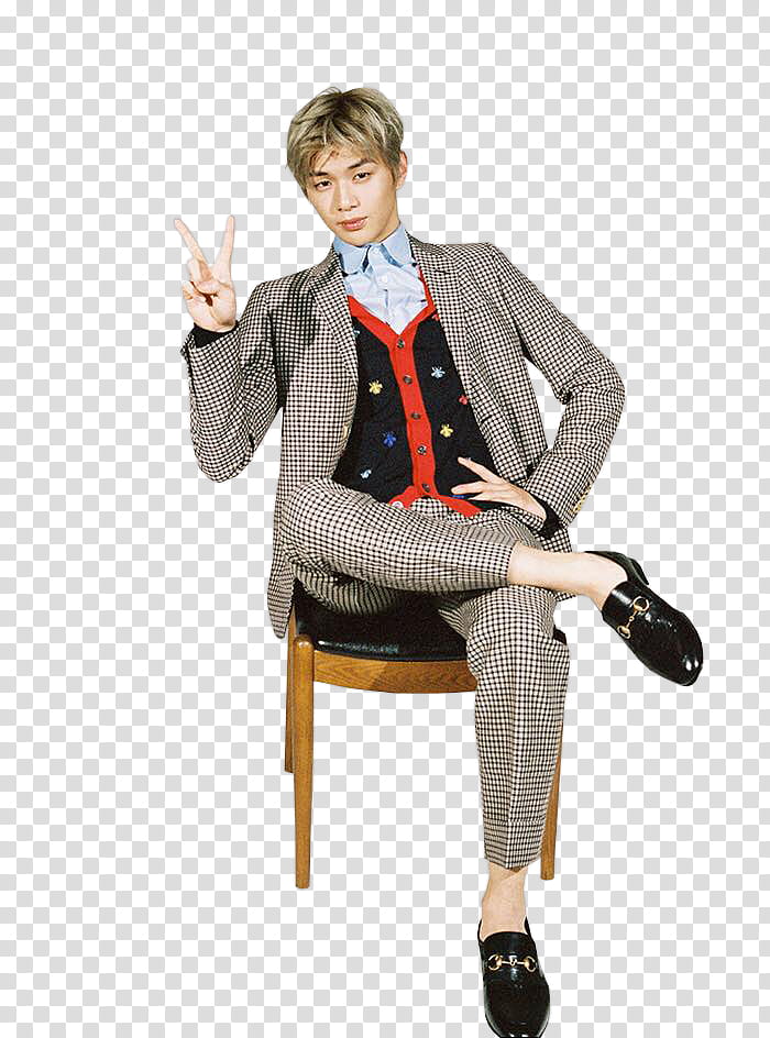 KANG DANIEL WANNA ONE , man sitting on black chair transparent background PNG clipart