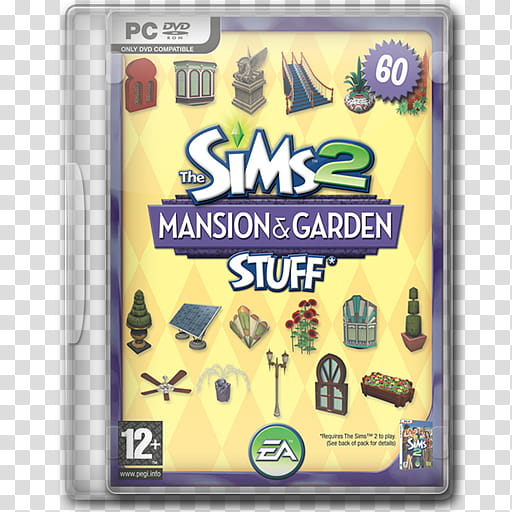 Game Icons , The-Sims--Mansion-&-Garden, The Sims  Mansion & Garden Stuff PC DVD case transparent background PNG clipart