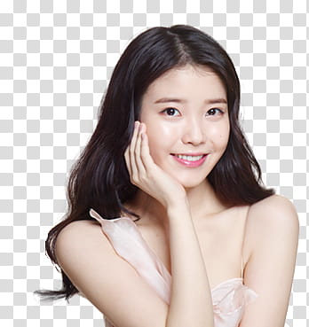 IU, woman wearing pink dress transparent background PNG clipart