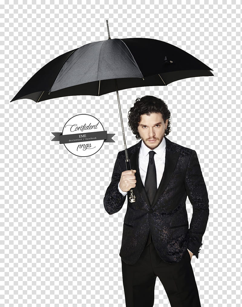 Kit Harington, man wearing black blazer holding umbrella transparent background PNG clipart