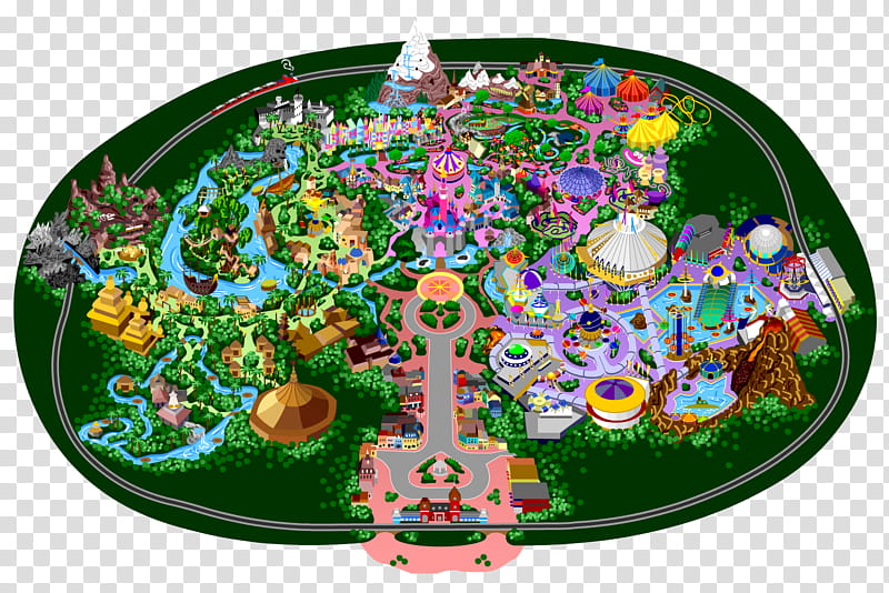 Disneyland  , green and multicolored track table transparent background PNG clipart