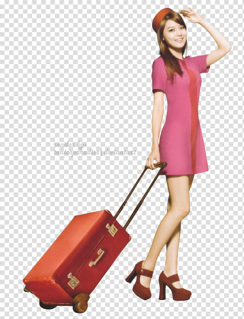 Girls and Peace SNSD  s, SNSD SooYoung pulling luggage transparent background PNG clipart