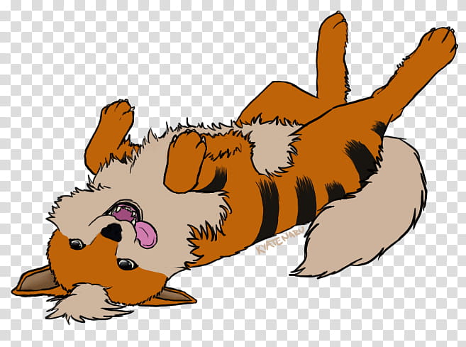 : Growlithe, animal on it's back illustration transparent background PNG clipart