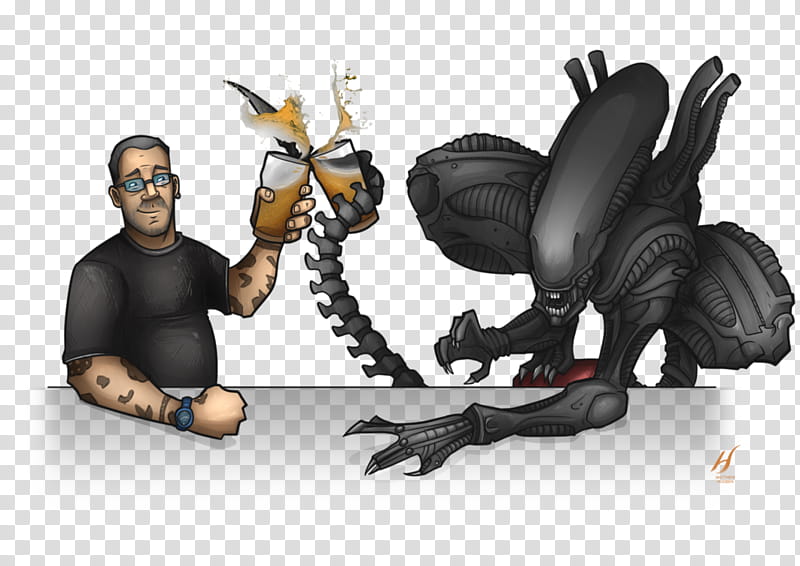 My Dad and an Alien (Xenomorph) transparent background PNG clipart