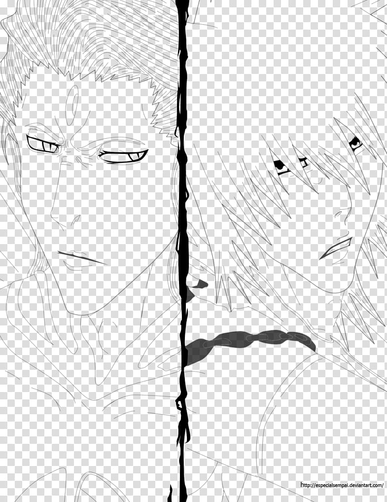 Ichigo vs Aizen (Lineart) transparent background PNG clipart