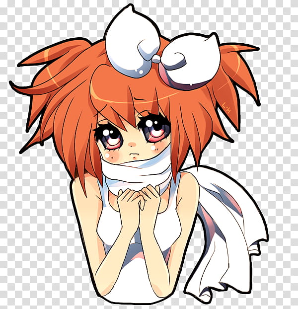 DeDecoraciones s, orange-haired female anime character with watery eyes illustration transparent background PNG clipart