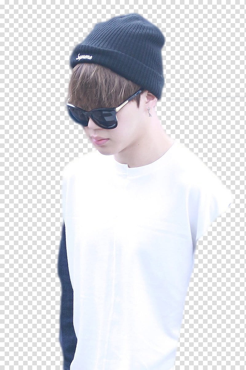 BIG SHARE Bts edition, man in white shirt and black beanie cap transparent background PNG clipart