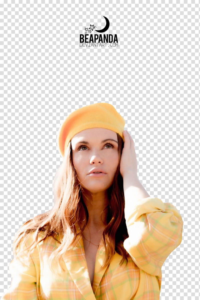 Holland Roden, woman wearing yellow plaid top transparent background PNG clipart