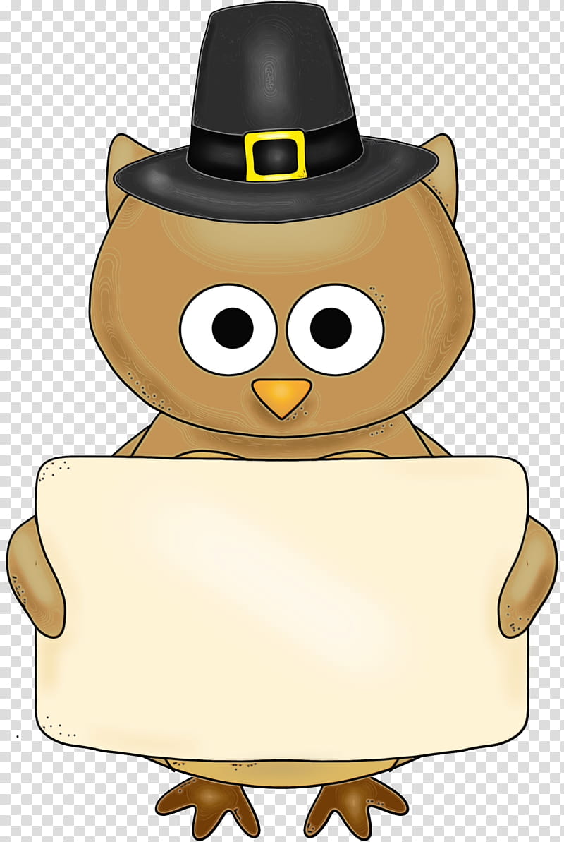 cartoon owl hat, Watercolor, Paint, Wet Ink, Cartoon transparent background PNG clipart