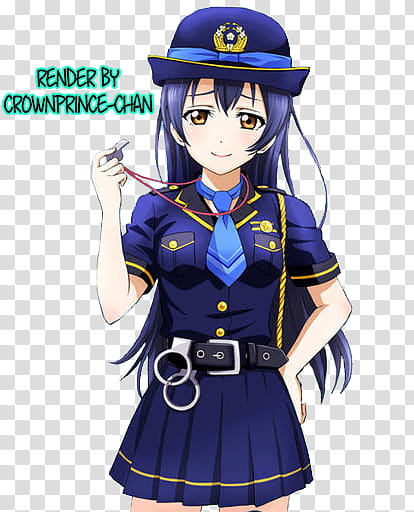 RENDER Sonoda Umi Police version Love Live, female anime police illustration transparent background PNG clipart