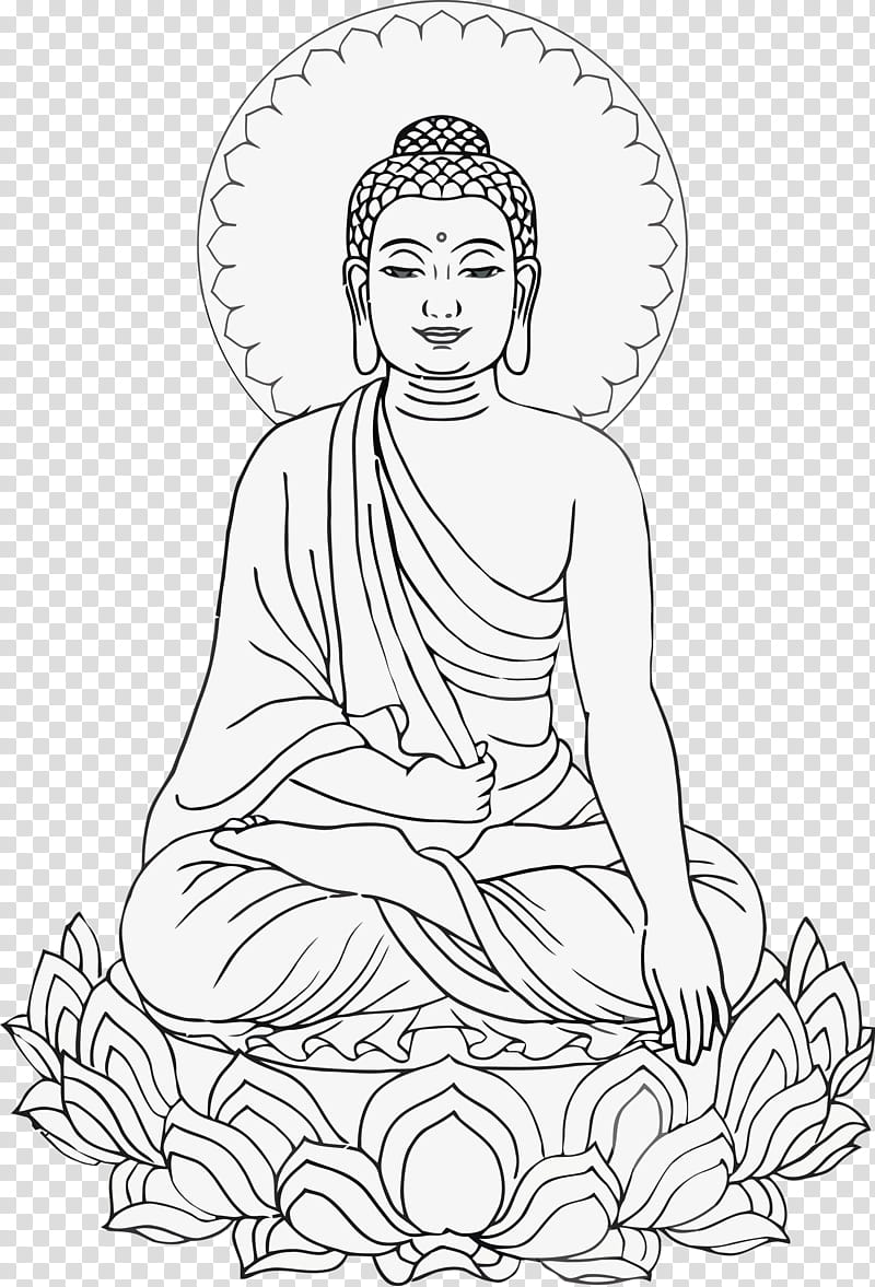 Bodhi Lotus Lotus, Line Art, White, Head, Hairstyle, Arm, Sitting, Hand transparent background PNG clipart