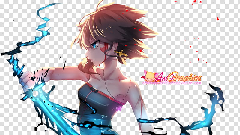 RENDER Anime Girl Sword, female character holding sword illustration transparent background PNG clipart
