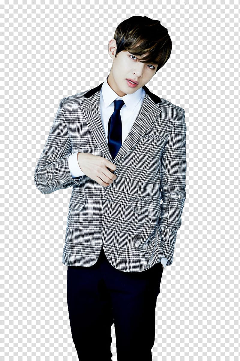 BTS V Birthday, standing BTS V touching gray suit jacket transparent background PNG clipart
