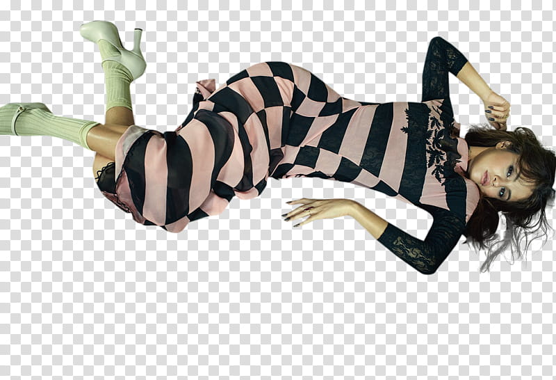 Selena Gomez, lying woman wearing black and brown checked striped long-sleeved shirt transparent background PNG clipart