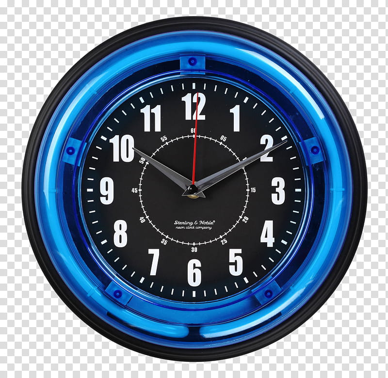 round blue and black analog clock displaying : time transparent background PNG clipart