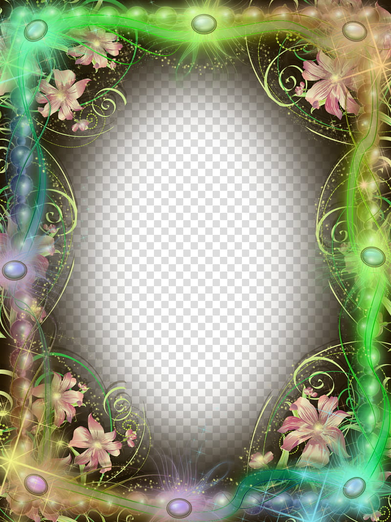 Magic Spring Frame, green and purple frame transparent background PNG clipart