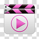 Girlz Love Icons , video-player, pink and white clap board illustration transparent background PNG clipart