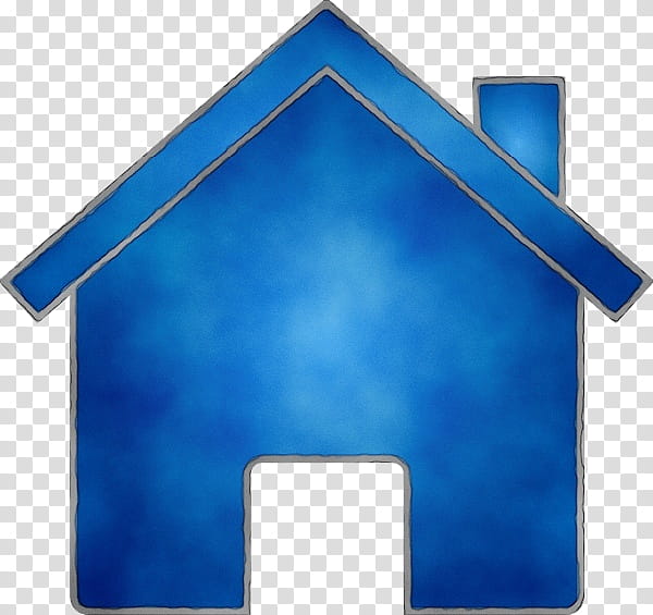 blue roof house home architecture, Watercolor, Paint, Wet Ink, Electric Blue, Square transparent background PNG clipart