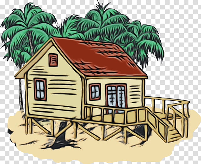 Real Estate, Watercolor, Paint, Wet Ink, Beach House, Beach Hut, Building, Shed transparent background PNG clipart