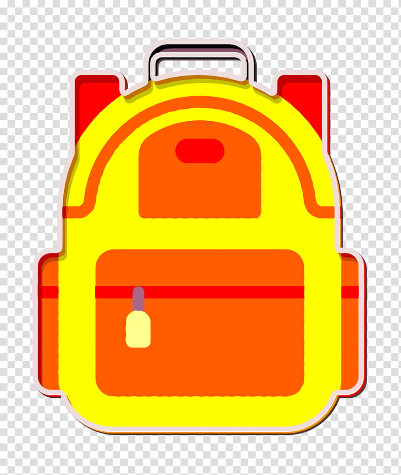 Education elements icon Backpack icon, Yellow, Red, Line, Bag, Luggage And Bags transparent background PNG clipart