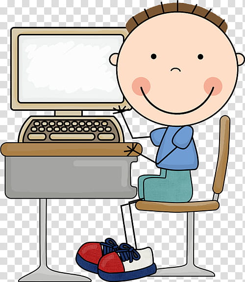 kid on computer cartoon