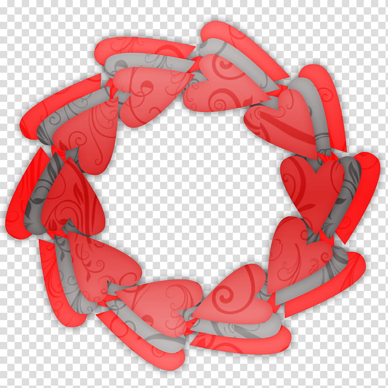 Formas, heart-shaped red and gray wreath transparent background PNG clipart