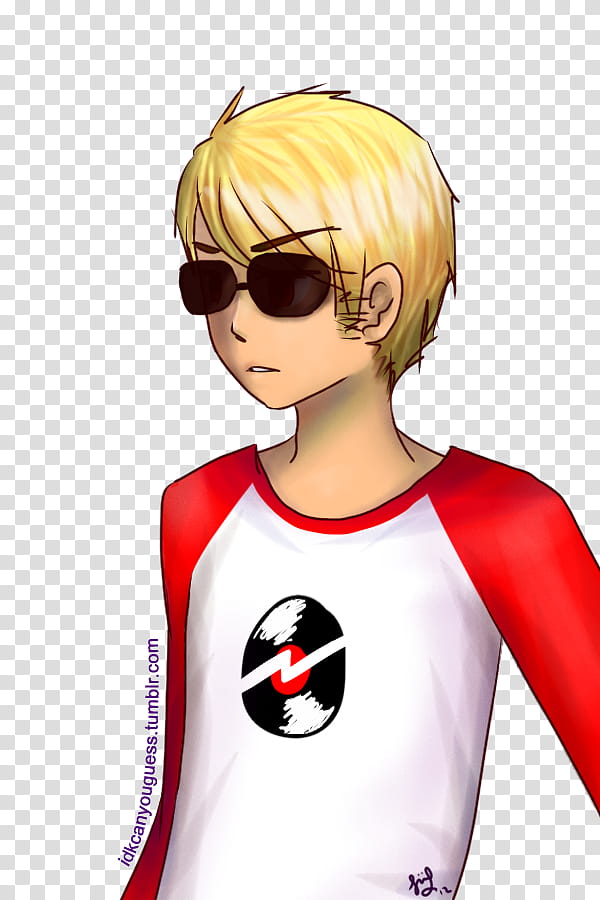 Homestuck Dave Strider Blonde Haired Male Anime Character Wearing Sunglasses Transparent