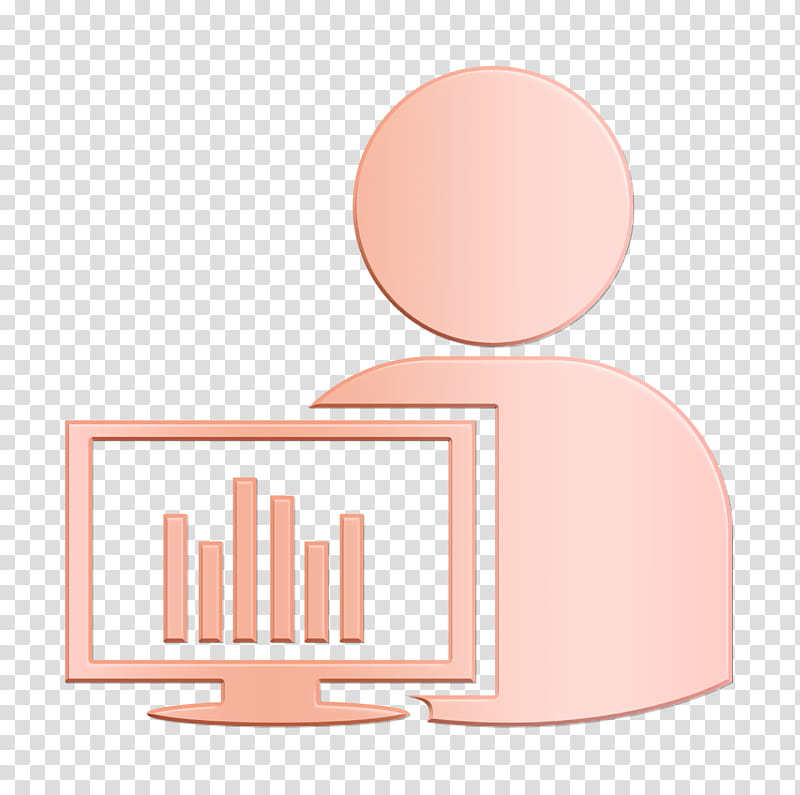 User with computer monitor and bar graphs icon Humans 3 icon Graph icon, Text, Logo, Material Property, Circle, Rectangle transparent background PNG clipart