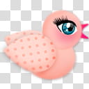 Lil cHick a Dees Icons,  cHick-a-Dee Pink (polkadot), pink duck transparent background PNG clipart