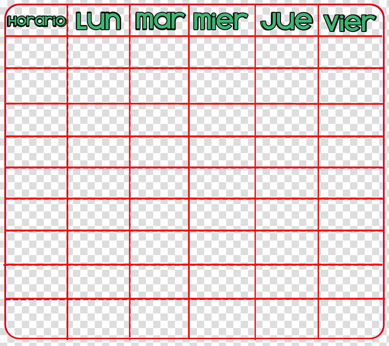 Horarios y Materiales, weekly chart transparent background PNG clipart