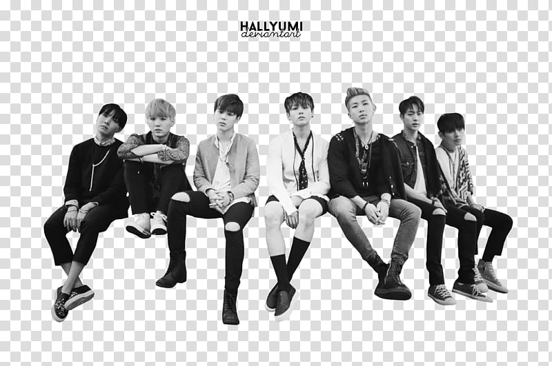 BTS HYYH pt , Hallyumi male group grayscale graphy transparent background PNG clipart