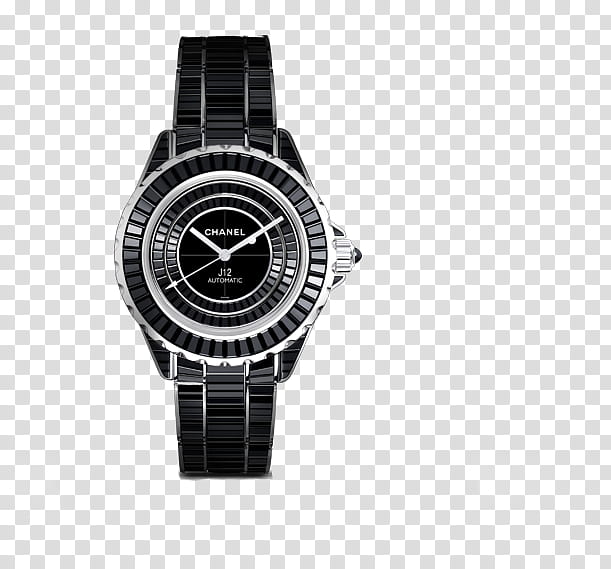 Chanel, round silver-colored Chanel analog watch transparent background PNG clipart