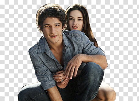 with Teen Wolf, smiling man and woman wearing blue top transparent background PNG clipart