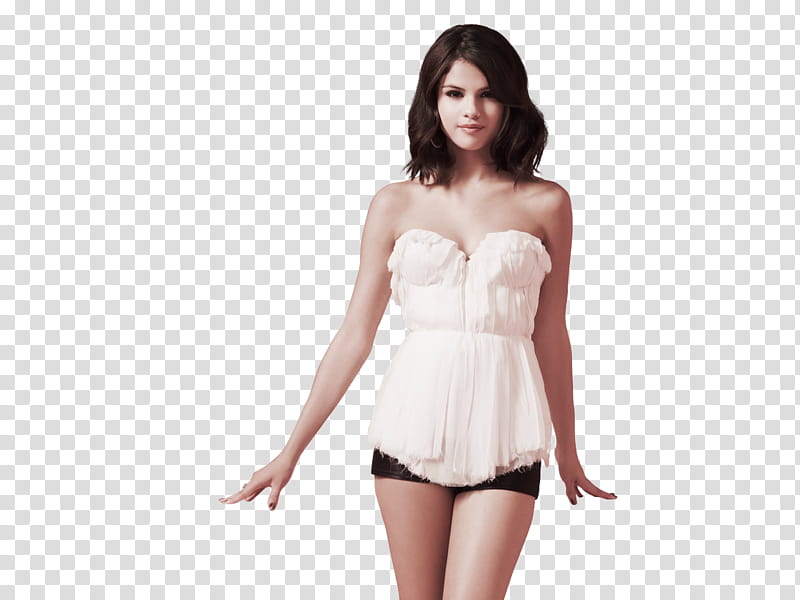 Selena Gomez, woman wearing strapless dress transparent background PNG clipart