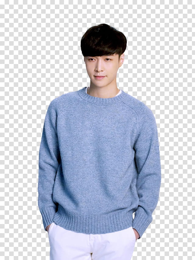 Exo Lotte Duty Free P, smiling man in blue sweater transparent background PNG clipart