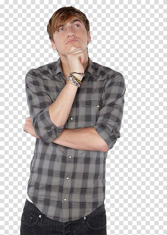 Kendall Schmidt HQ, man standing while wearing black and gray plaid button-up dress shirt transparent background PNG clipart