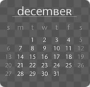 Calendar, black december calendar transparent background PNG clipart