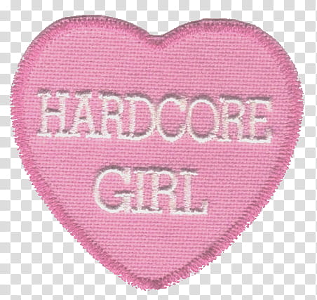 white and pink hardcore girl embroidered patch transparent background PNG clipart