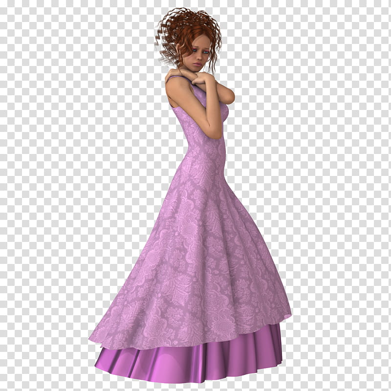 Pretty in Pink, woman in purple dress transparent background PNG clipart