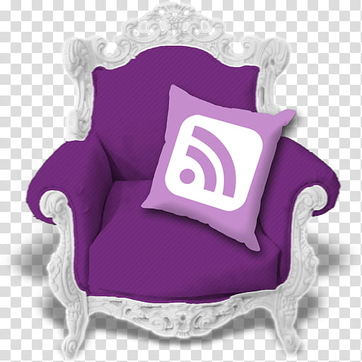 RSS icons, rss_violet, pink and white throw pillow on sofa chair transparent background PNG clipart
