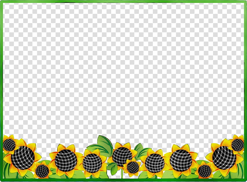 frame, Sunflower Rectangular Frame, Floral Frame, Watercolor, Paint, Wet Ink, Green, Yellow transparent background PNG clipart